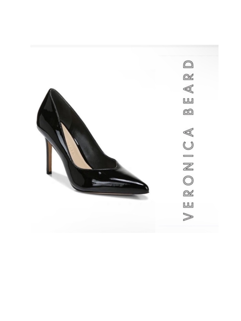 VERONICA BEARD Nathalia pointed toe black patent leather pumps size 7.5